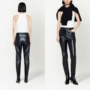 NWT ANINE BING Sonya Faux Leather Trousers Black Sz 40